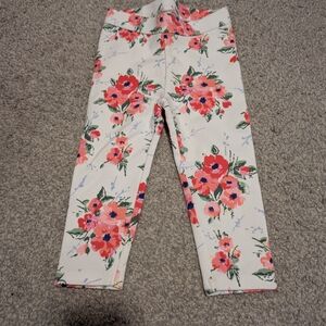 Janie and Jack Floral Print Jeggings - White and Pink